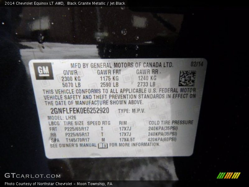 Black Granite Metallic / Jet Black 2014 Chevrolet Equinox LT AWD