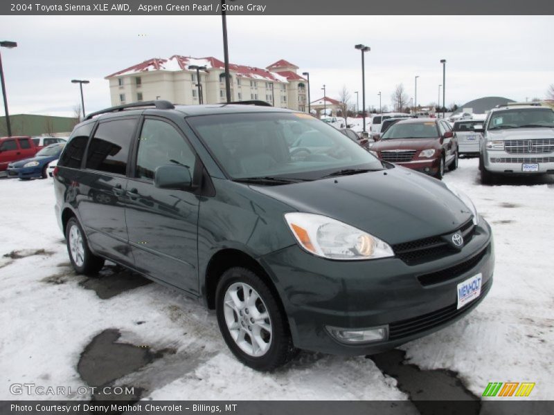 Aspen Green Pearl / Stone Gray 2004 Toyota Sienna XLE AWD
