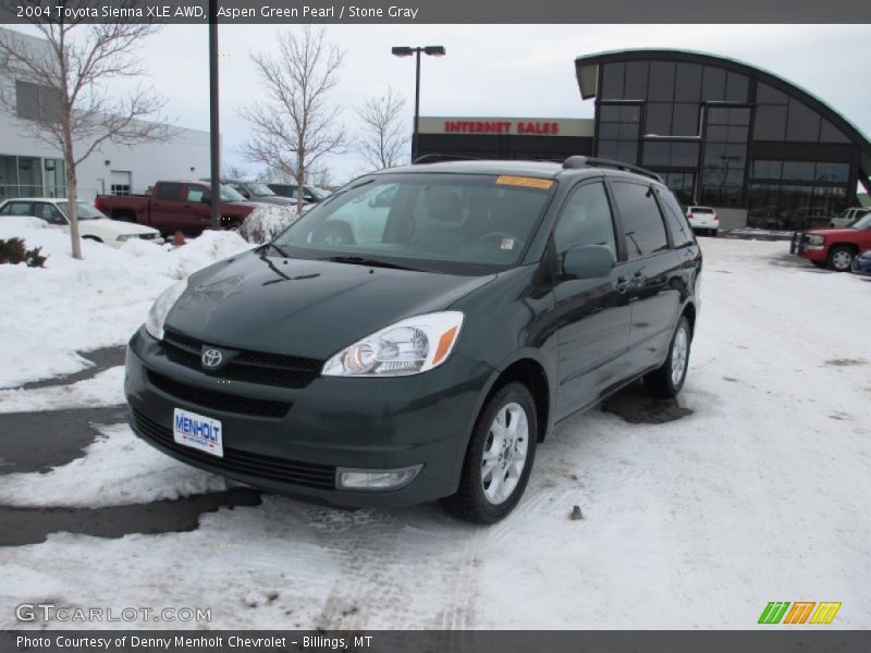 Aspen Green Pearl / Stone Gray 2004 Toyota Sienna XLE AWD