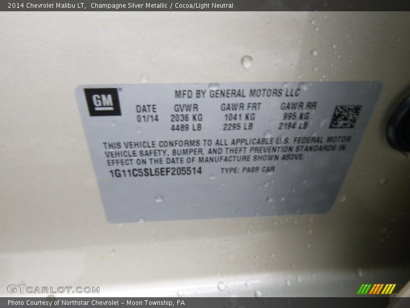 Champagne Silver Metallic / Cocoa/Light Neutral 2014 Chevrolet Malibu LT