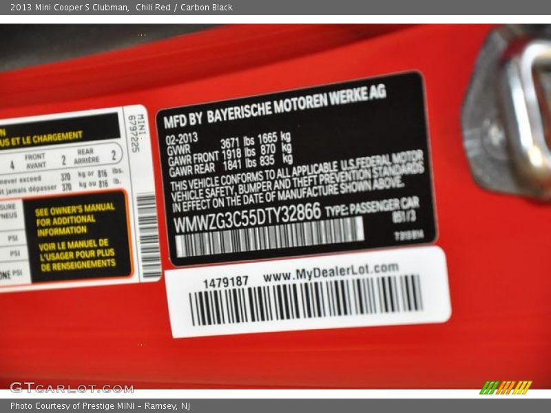 Chili Red / Carbon Black 2013 Mini Cooper S Clubman