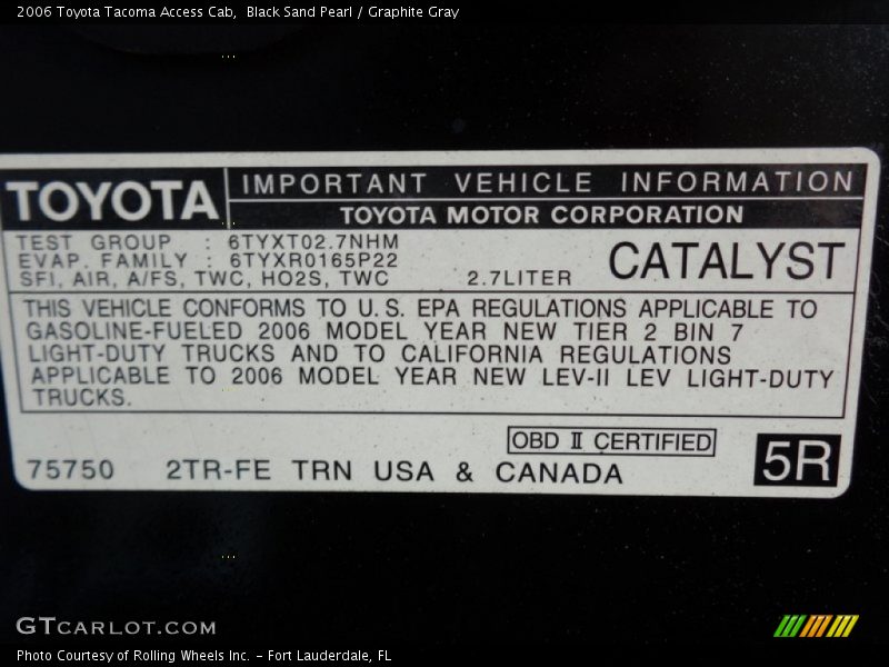 Black Sand Pearl / Graphite Gray 2006 Toyota Tacoma Access Cab