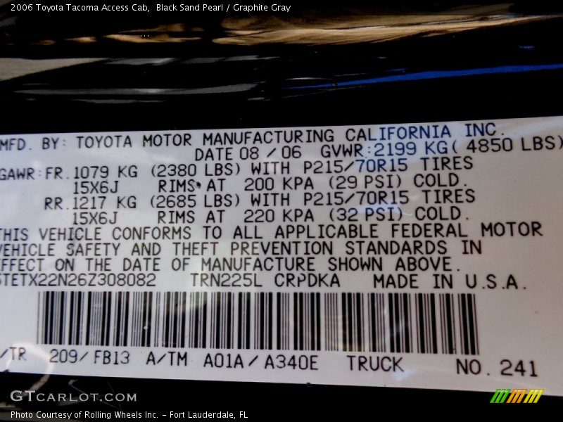 Black Sand Pearl / Graphite Gray 2006 Toyota Tacoma Access Cab