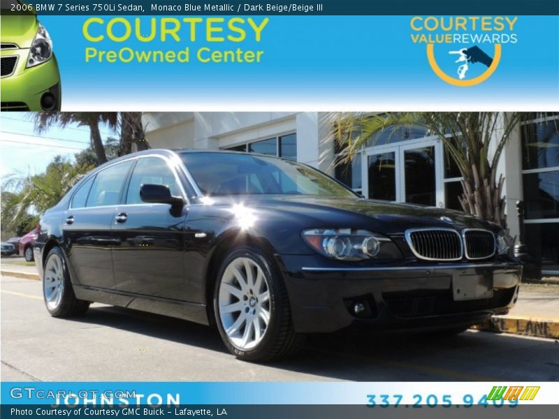 Monaco Blue Metallic / Dark Beige/Beige III 2006 BMW 7 Series 750Li Sedan
