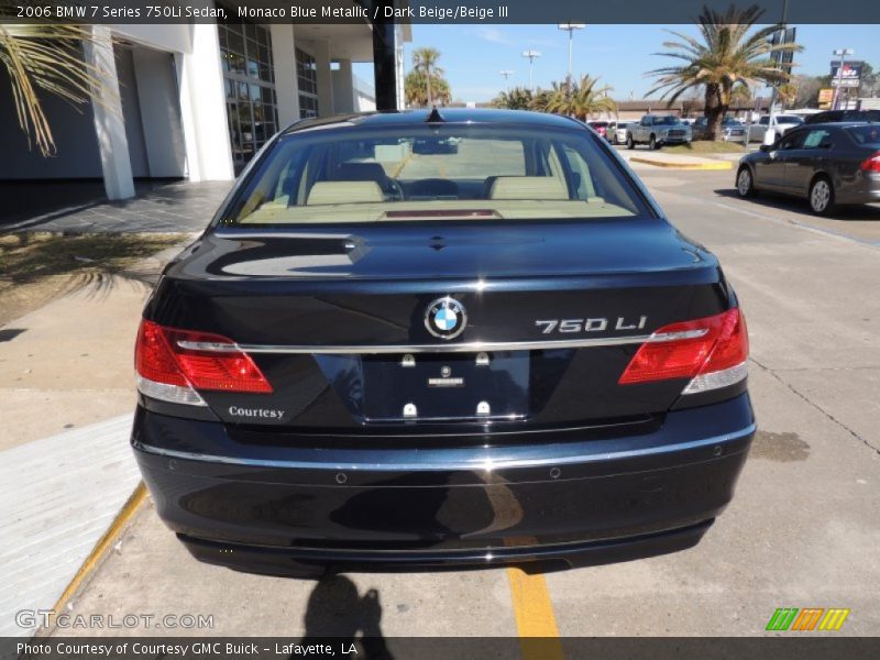 Monaco Blue Metallic / Dark Beige/Beige III 2006 BMW 7 Series 750Li Sedan