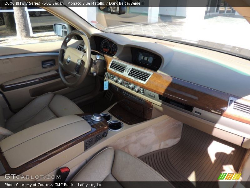 Monaco Blue Metallic / Dark Beige/Beige III 2006 BMW 7 Series 750Li Sedan