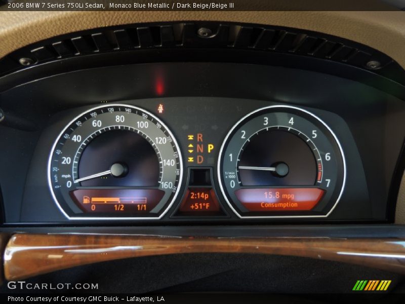 Monaco Blue Metallic / Dark Beige/Beige III 2006 BMW 7 Series 750Li Sedan