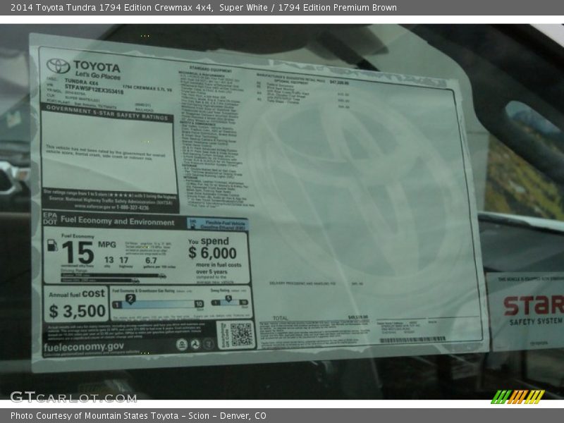 Super White / 1794 Edition Premium Brown 2014 Toyota Tundra 1794 Edition Crewmax 4x4