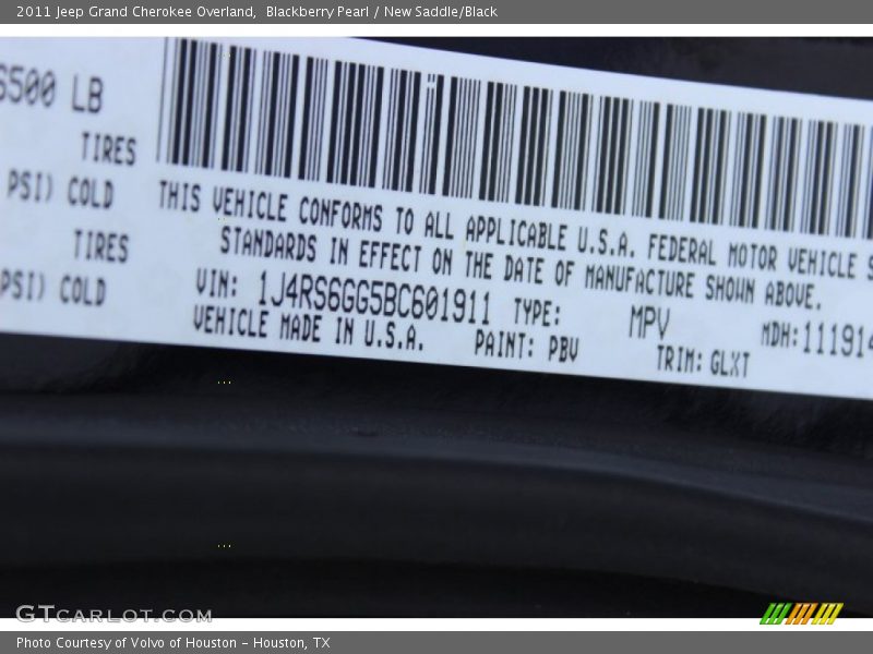 Blackberry Pearl / New Saddle/Black 2011 Jeep Grand Cherokee Overland