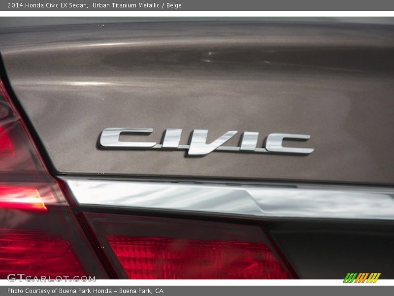 Urban Titanium Metallic / Beige 2014 Honda Civic LX Sedan