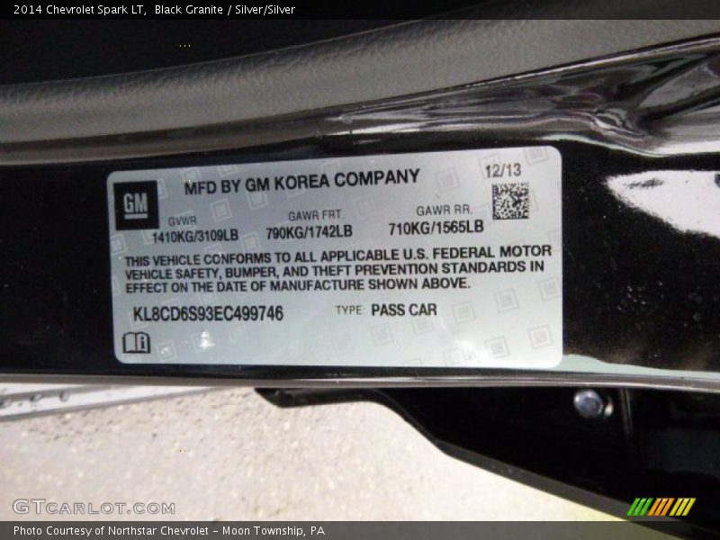 Black Granite / Silver/Silver 2014 Chevrolet Spark LT
