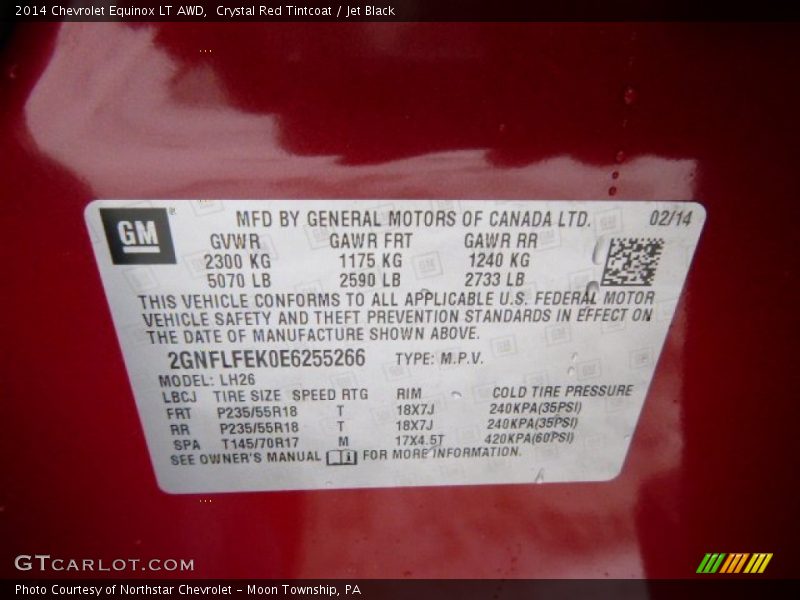 Crystal Red Tintcoat / Jet Black 2014 Chevrolet Equinox LT AWD