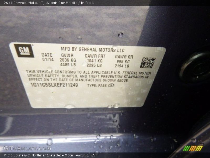 Atlantis Blue Metallic / Jet Black 2014 Chevrolet Malibu LT