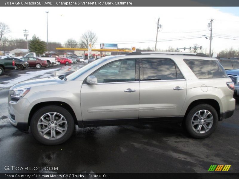 Champagne Silver Metallic / Dark Cashmere 2014 GMC Acadia SLT AWD