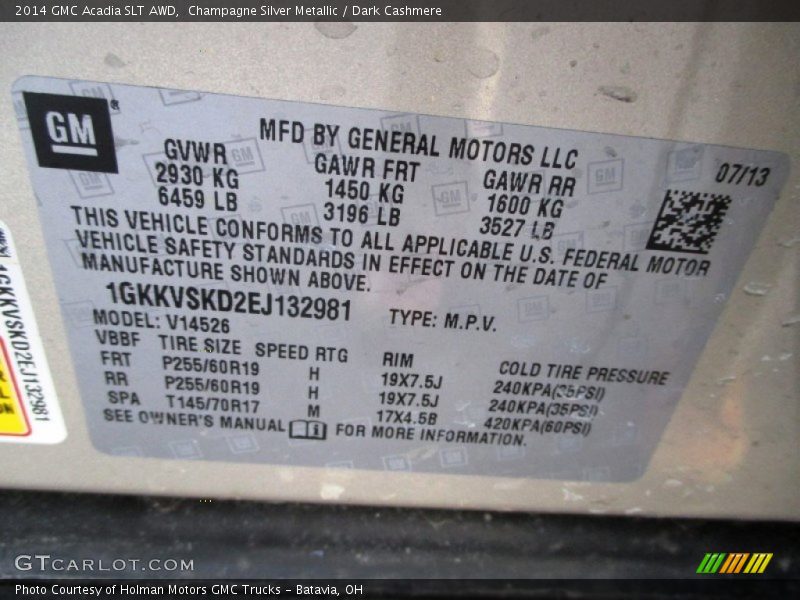 Champagne Silver Metallic / Dark Cashmere 2014 GMC Acadia SLT AWD