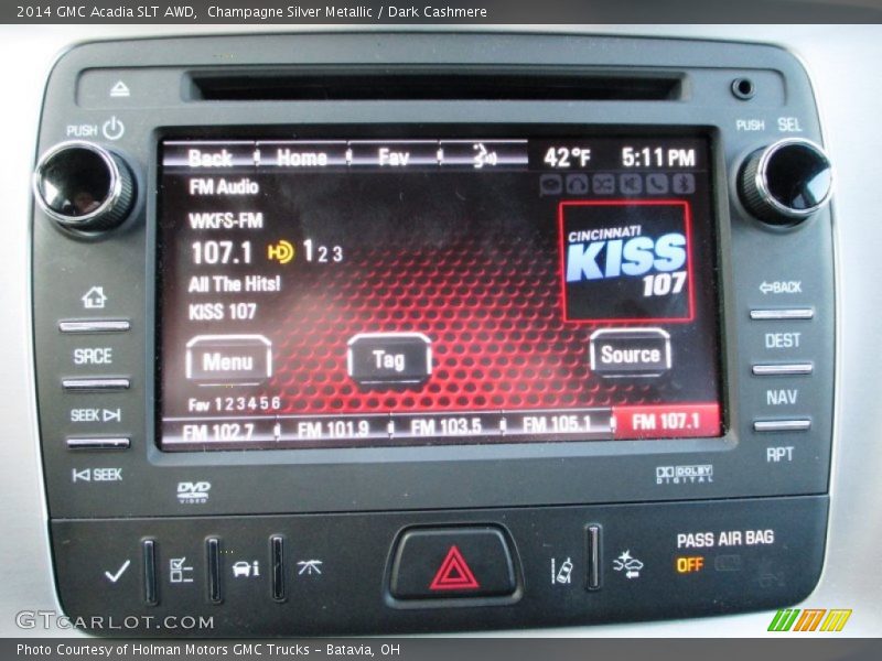 Champagne Silver Metallic / Dark Cashmere 2014 GMC Acadia SLT AWD