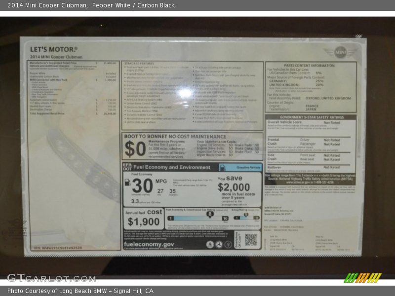 Pepper White / Carbon Black 2014 Mini Cooper Clubman