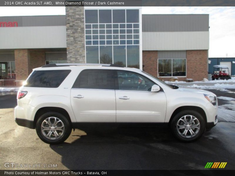 White Diamond Tricoat / Dark Cashmere 2014 GMC Acadia SLT AWD