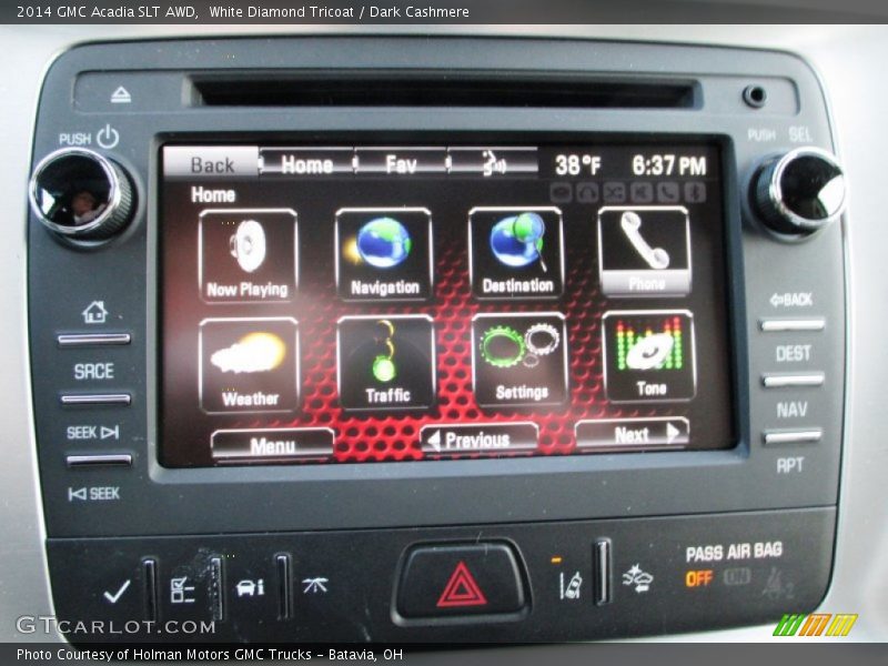 White Diamond Tricoat / Dark Cashmere 2014 GMC Acadia SLT AWD