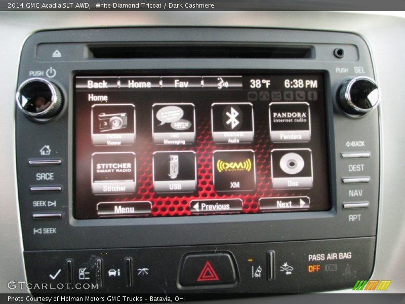 White Diamond Tricoat / Dark Cashmere 2014 GMC Acadia SLT AWD