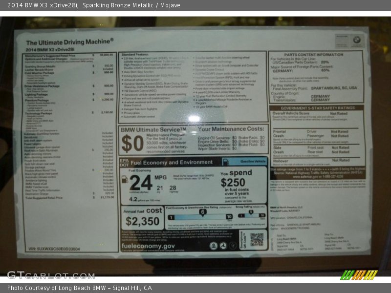 Sparkling Bronze Metallic / Mojave 2014 BMW X3 xDrive28i