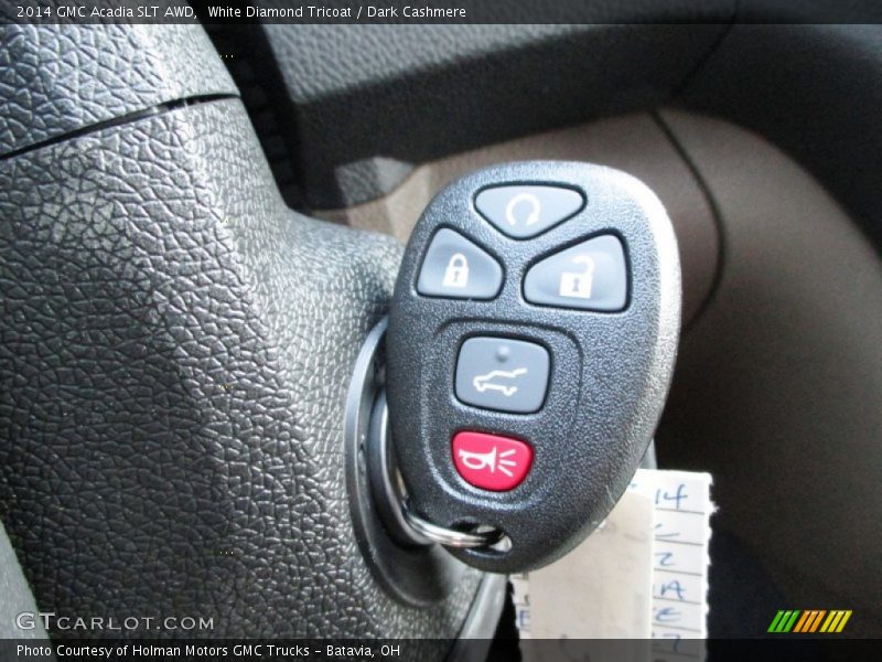 White Diamond Tricoat / Dark Cashmere 2014 GMC Acadia SLT AWD