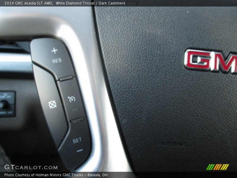 White Diamond Tricoat / Dark Cashmere 2014 GMC Acadia SLT AWD
