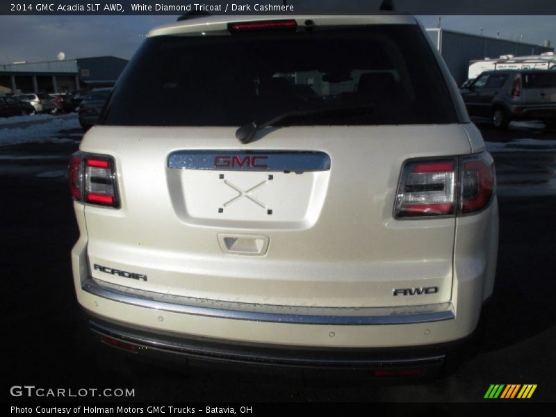 White Diamond Tricoat / Dark Cashmere 2014 GMC Acadia SLT AWD