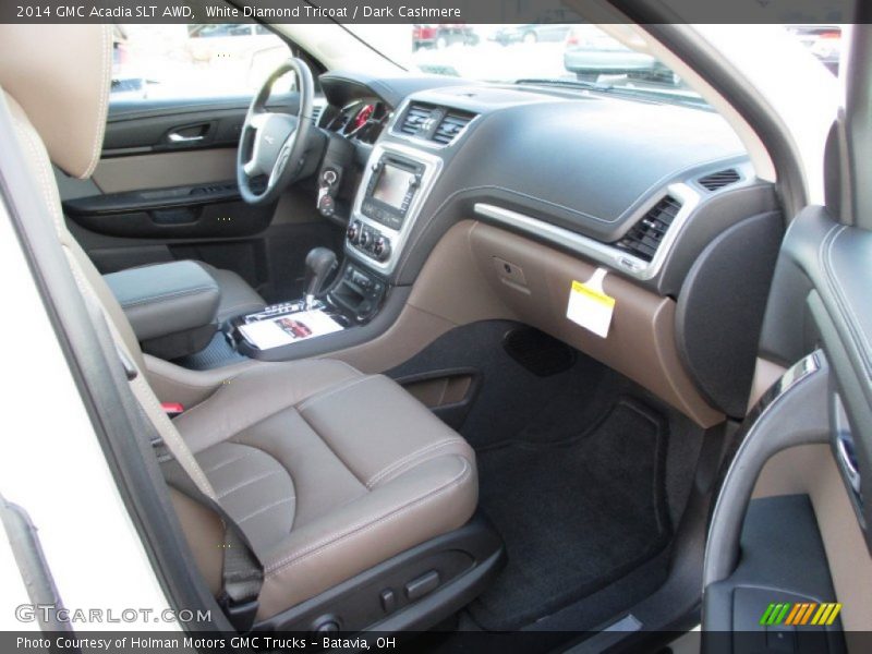 White Diamond Tricoat / Dark Cashmere 2014 GMC Acadia SLT AWD