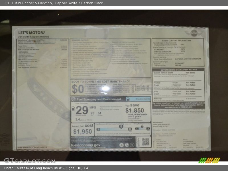 Pepper White / Carbon Black 2013 Mini Cooper S Hardtop