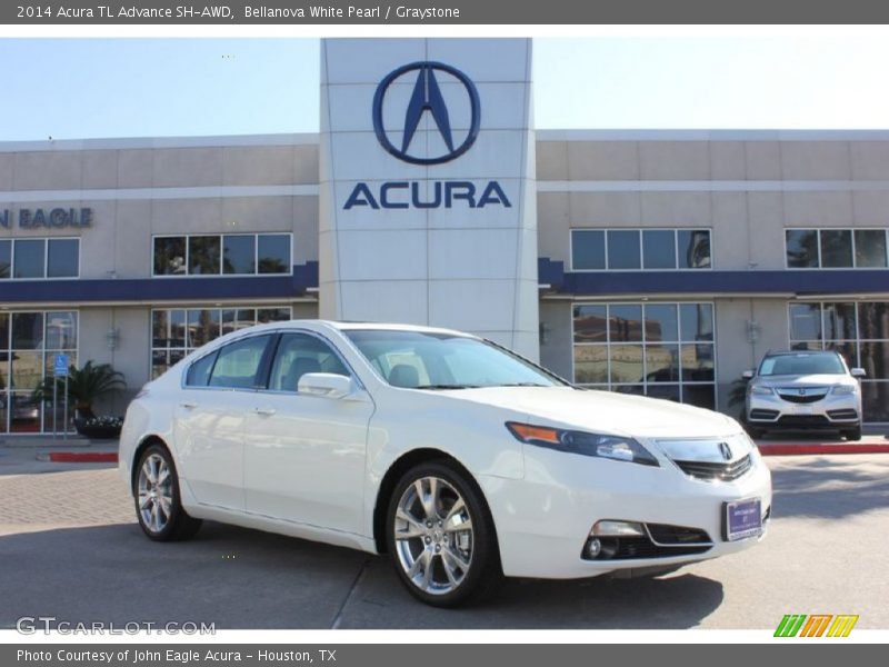 Bellanova White Pearl / Graystone 2014 Acura TL Advance SH-AWD