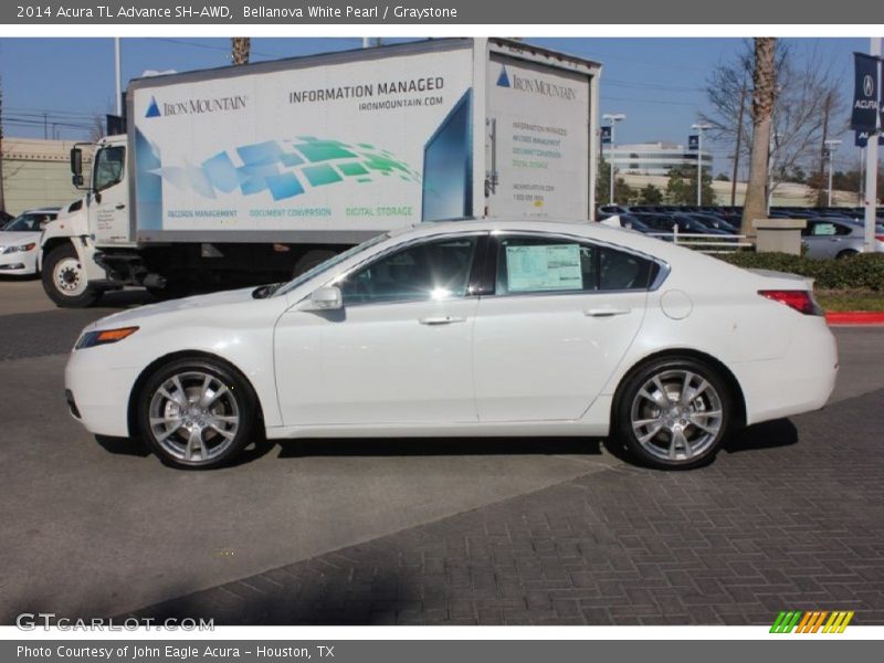 Bellanova White Pearl / Graystone 2014 Acura TL Advance SH-AWD