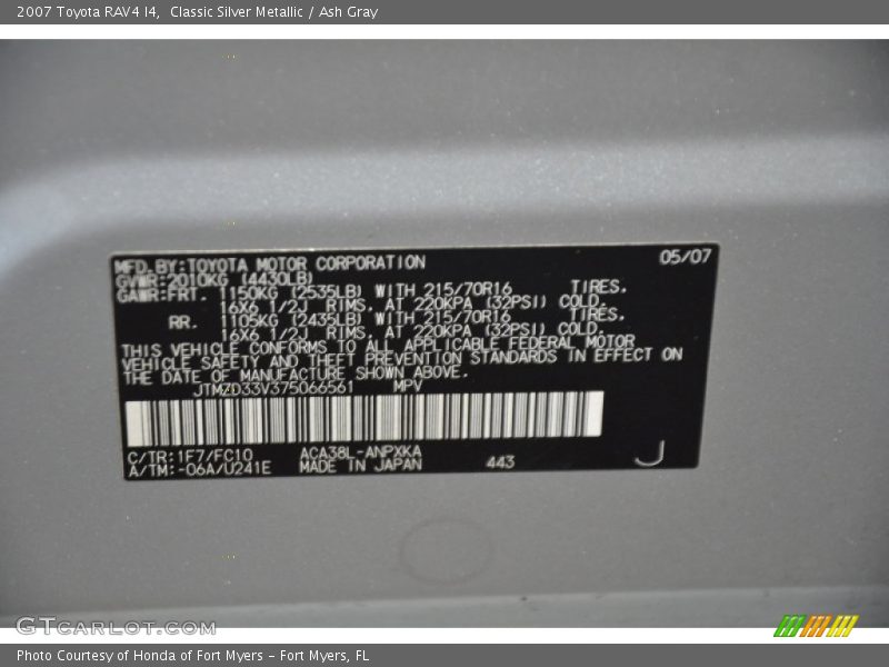 Classic Silver Metallic / Ash Gray 2007 Toyota RAV4 I4