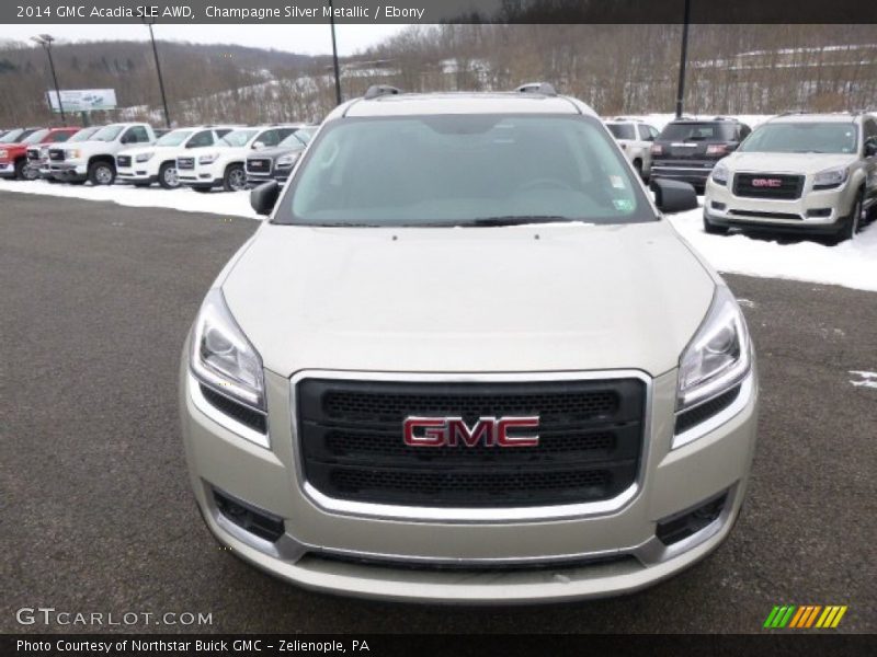 Champagne Silver Metallic / Ebony 2014 GMC Acadia SLE AWD