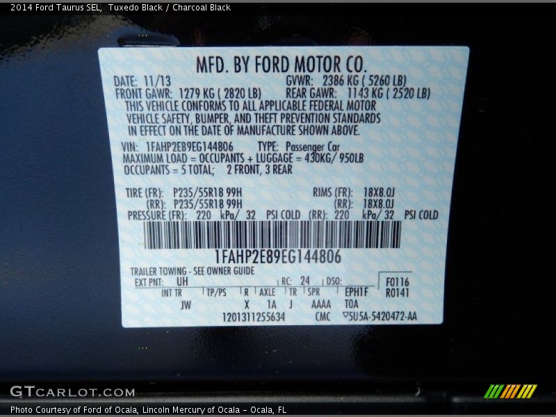 Tuxedo Black / Charcoal Black 2014 Ford Taurus SEL