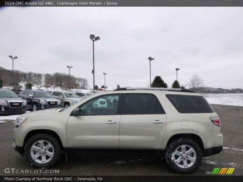 Champagne Silver Metallic / Ebony 2014 GMC Acadia SLE AWD