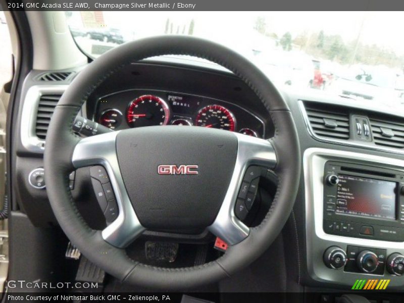 Champagne Silver Metallic / Ebony 2014 GMC Acadia SLE AWD