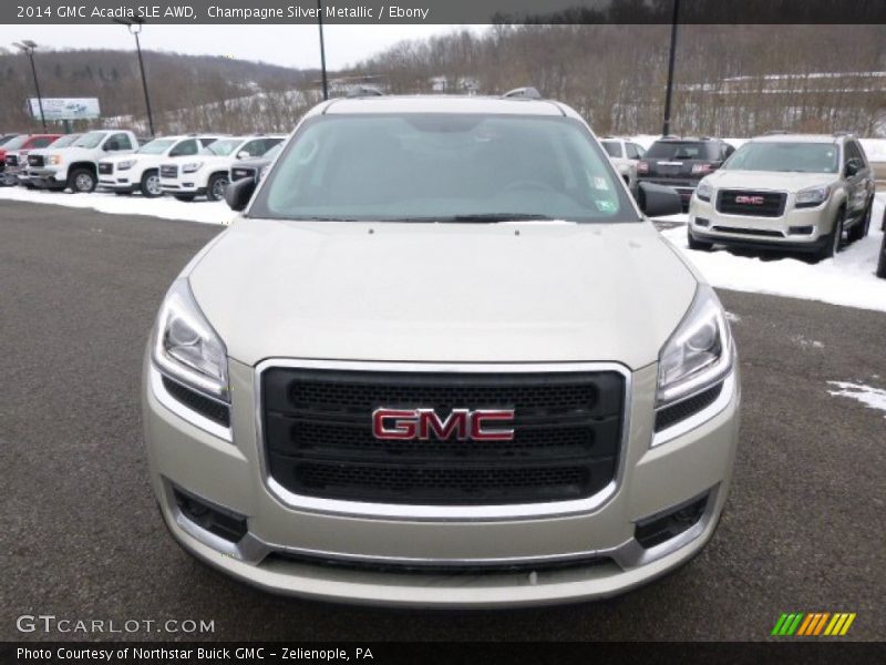 Champagne Silver Metallic / Ebony 2014 GMC Acadia SLE AWD