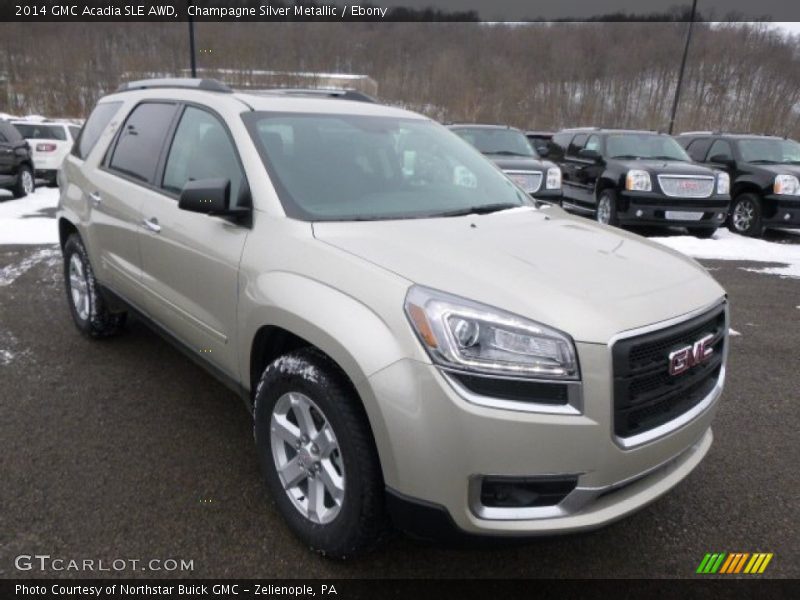 Champagne Silver Metallic / Ebony 2014 GMC Acadia SLE AWD