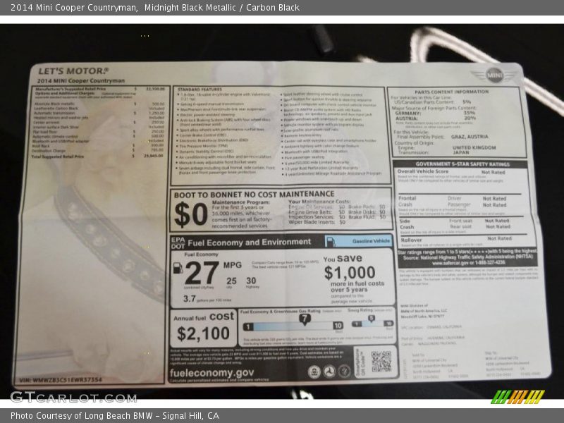 Midnight Black Metallic / Carbon Black 2014 Mini Cooper Countryman