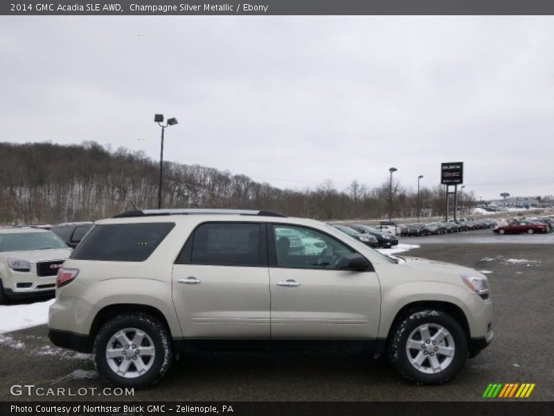 Champagne Silver Metallic / Ebony 2014 GMC Acadia SLE AWD