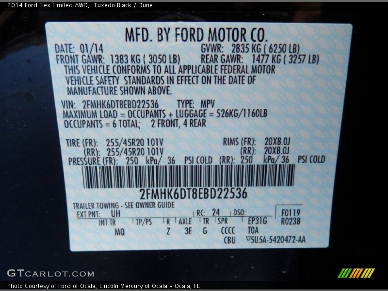 Tuxedo Black / Dune 2014 Ford Flex Limited AWD