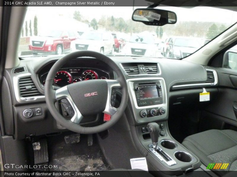 Champagne Silver Metallic / Ebony 2014 GMC Acadia SLE AWD