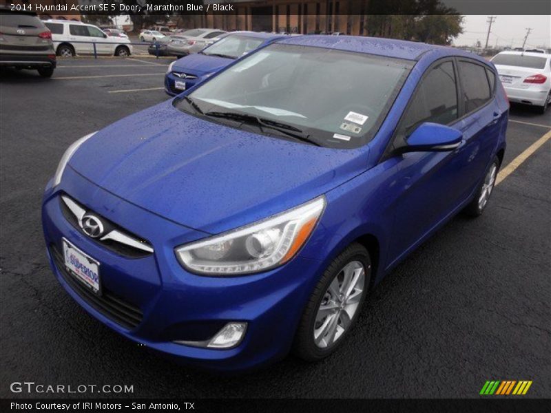 Marathon Blue / Black 2014 Hyundai Accent SE 5 Door