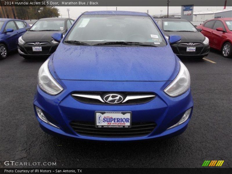 Marathon Blue / Black 2014 Hyundai Accent SE 5 Door