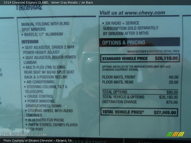 Ashen Gray Metallic / Jet Black 2014 Chevrolet Equinox LS AWD