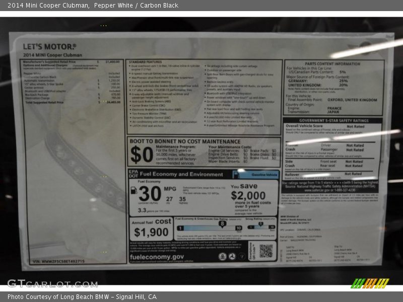 Pepper White / Carbon Black 2014 Mini Cooper Clubman