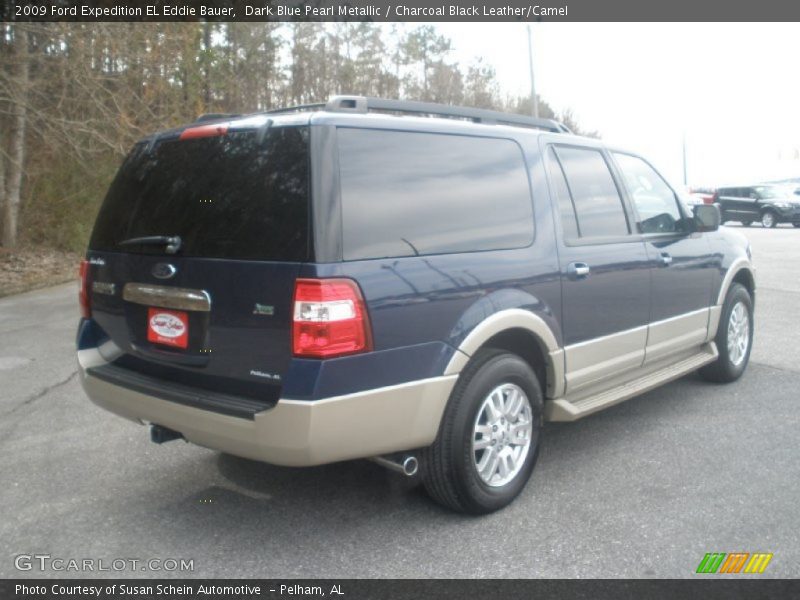 Dark Blue Pearl Metallic / Charcoal Black Leather/Camel 2009 Ford Expedition EL Eddie Bauer