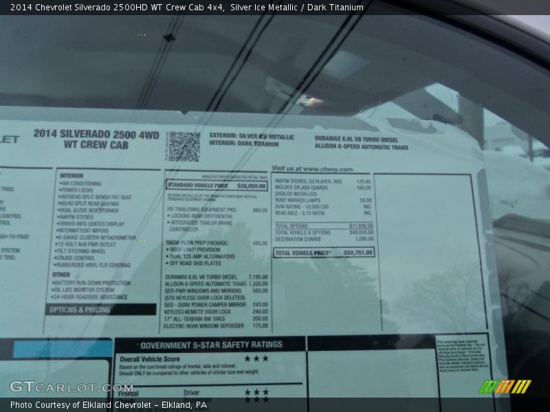 Silver Ice Metallic / Dark Titanium 2014 Chevrolet Silverado 2500HD WT Crew Cab 4x4