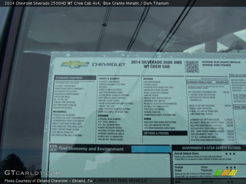 Blue Granite Metallic / Dark Titanium 2014 Chevrolet Silverado 2500HD WT Crew Cab 4x4